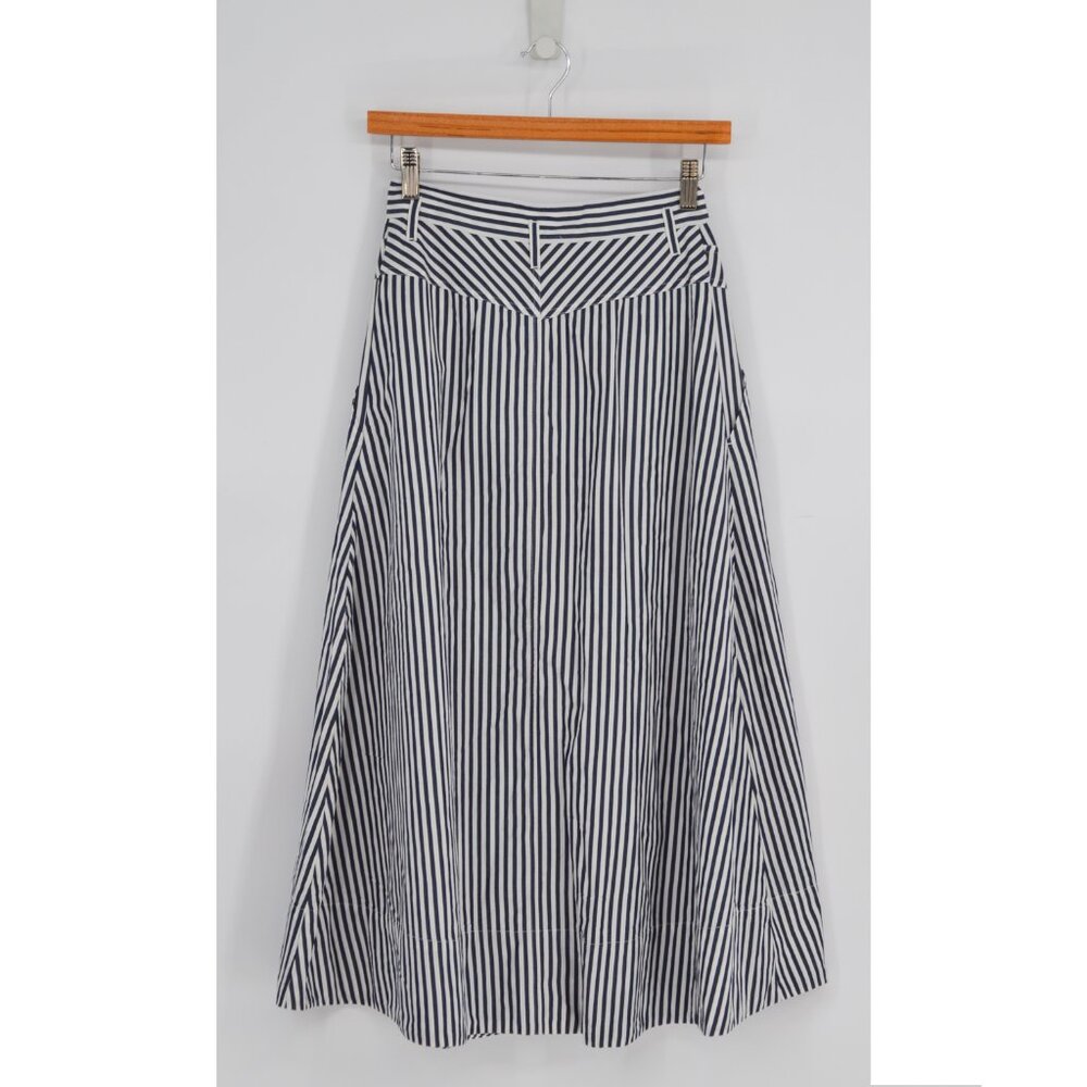 The Great Atlas Button Up Shirt and Field Midi Skirt Set Navy Stripe Womens 1 S - Picture 10 of 15